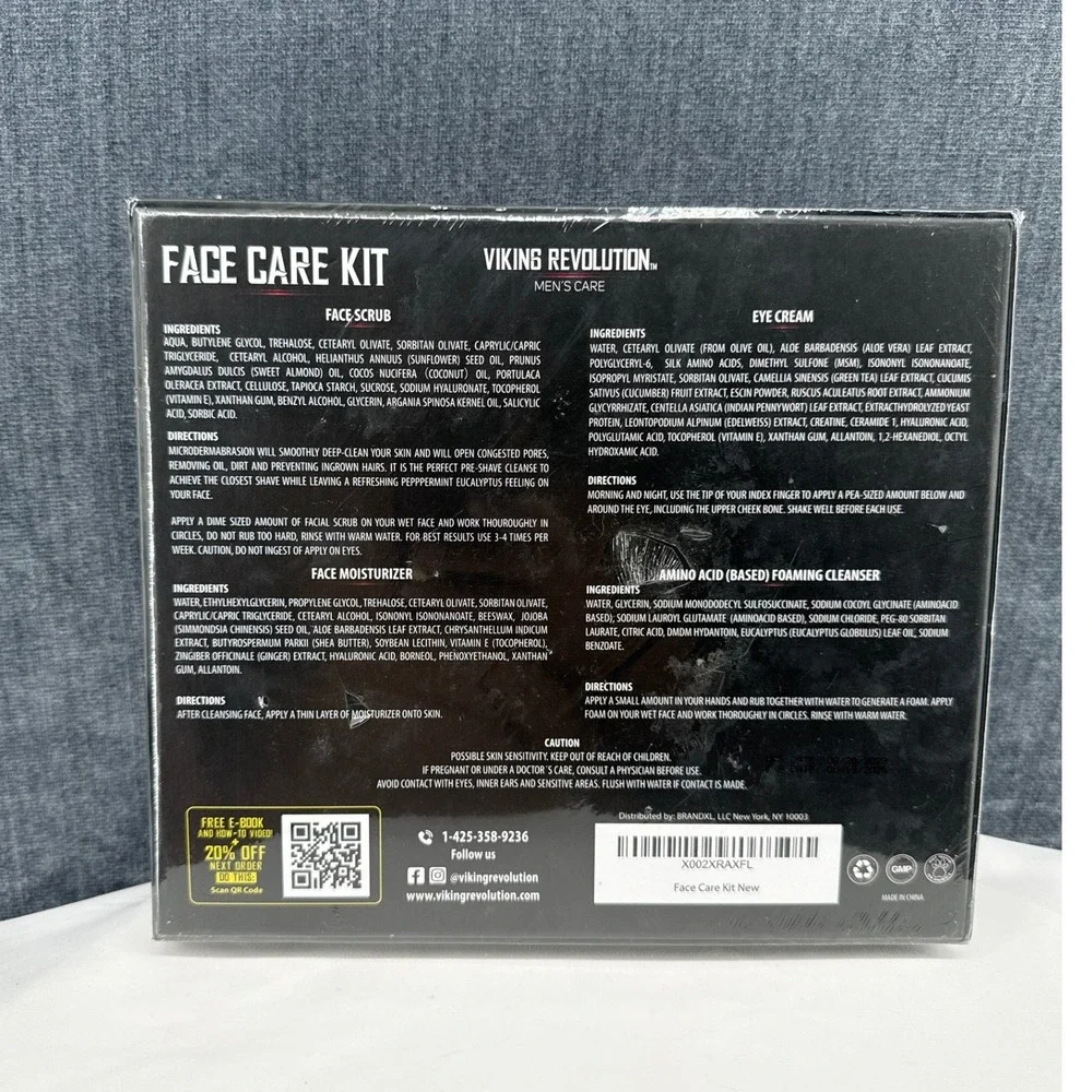 Viking Revolution Men's Face Care Kit Sealed Grooming Gift Set Face Scrub Cream